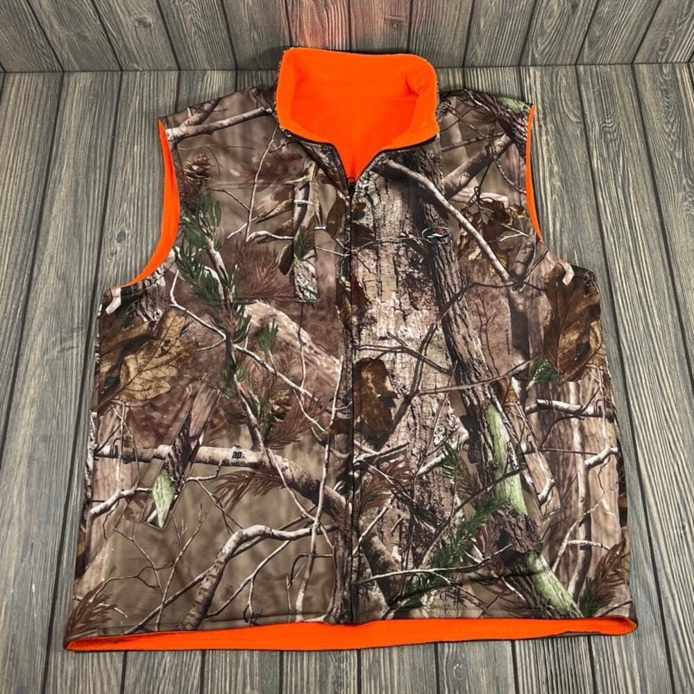 Redhead Realtree Advantage Reversible Hunting Vest Camo Orange Men‎ XL Safety